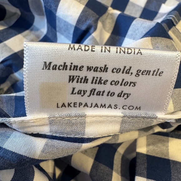 NWOT LAKE Veranda Dress Navy Gingham Smocked Puff Sleeve Tiered Hem Medium - Picture 5 of 7